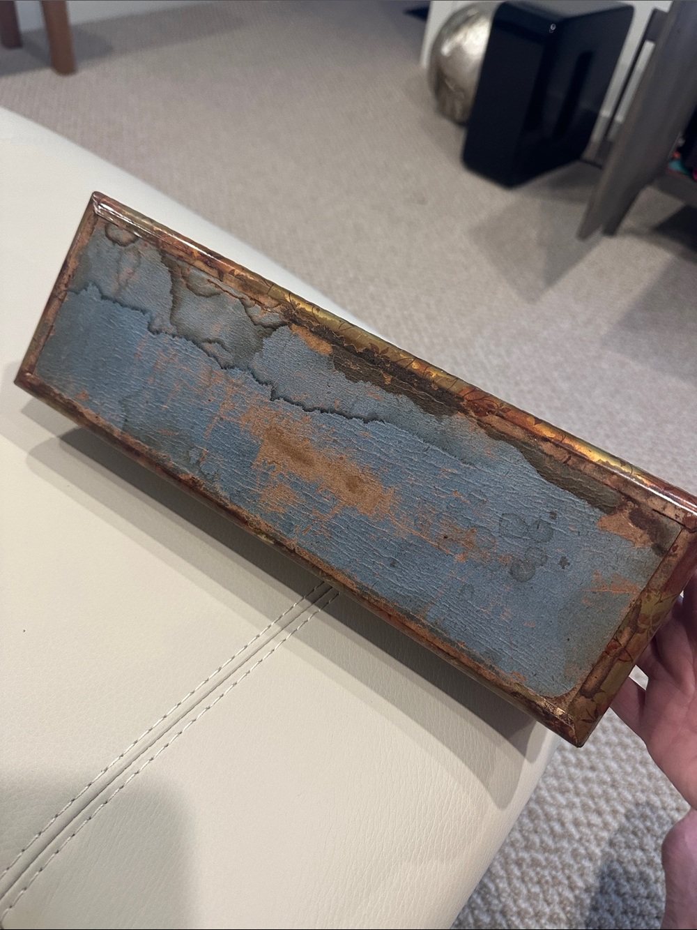 Vintage Decorative Necktie Storage Box in Gold and Green
Victorian  neck tie box
